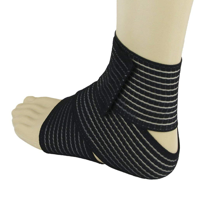 BXT Elastic Breathable Wrap Ankle Support Brace Compression Knee Elbow Wrist Ankle Hand Support Wrap Sports Bandage Strap with Hook & Loop Fastener Straps(ONE PIECE) Black, 27.5 inch - NewNest Australia