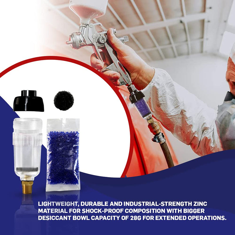 LE LEMATEC ZN312E-3 3/8-Inch NPT Desiccant Air Filter Dryer, Does Not Restrict Air Flow, for Air Compressors and and Air Tools 3/8" - NewNest Australia