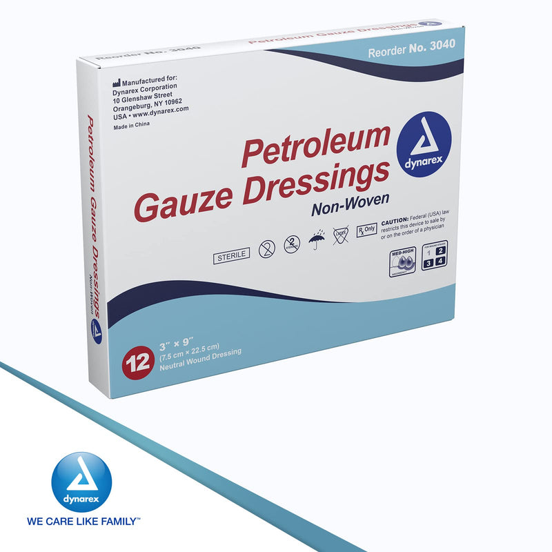 Dynarex Sterile Petroleum Non Adhering Gauze Dressing for Wounds, 12 Count 12 Count (Pack of 1) - NewNest Australia