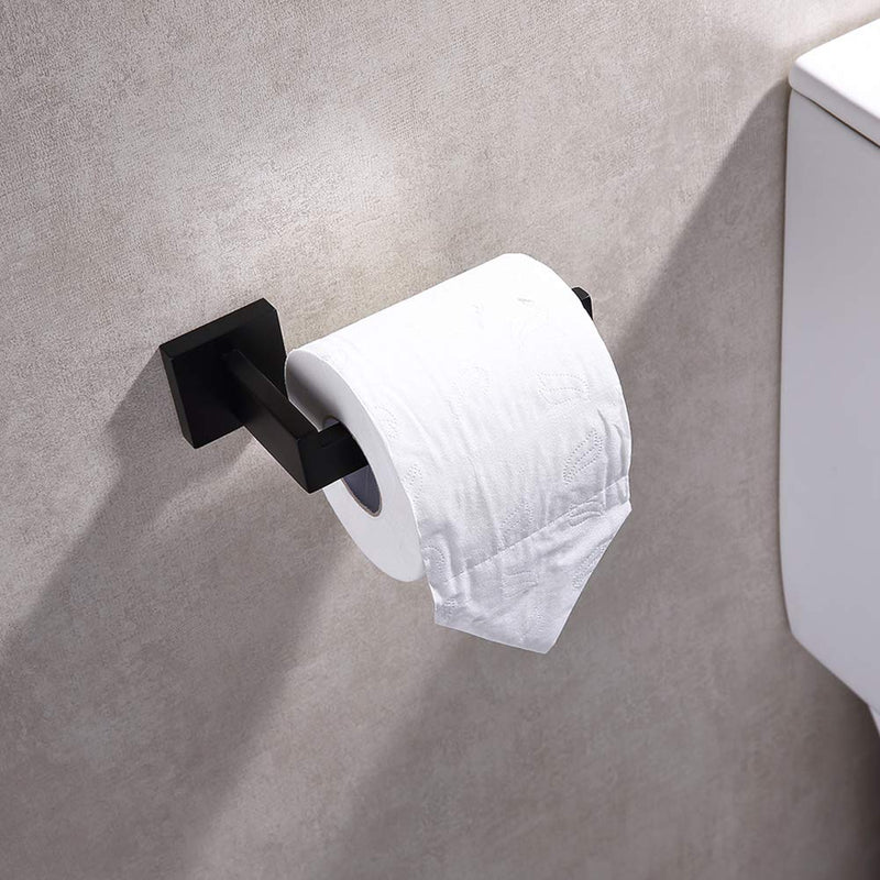 TASTOS Toilet Paper Holder Matte Black, Toilet Tissue Roll Holders Dispenser and Hangers Wall Mounted for Bathroom & Kitchen, Stainless Steel Modern Square Style Square Size - NewNest Australia