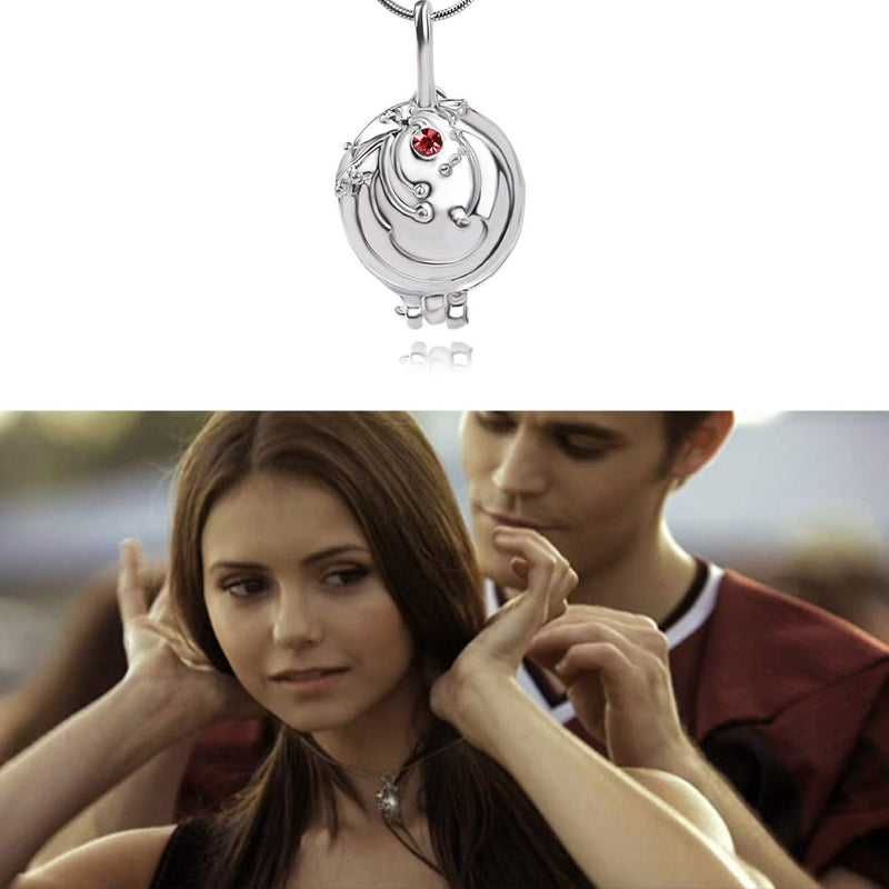 UoYu 2 Pcs The Vampire Diaries Elena Gilbert Opening Vervain Locket Pendant Necklace and Daywalking Katherine Necklace Pendant Charm Necklace-Royal Blue with Transparent Box - NewNest Australia