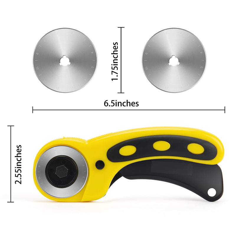 WORKLION 45mm Rotary Cutter Set: Ergonomic Rotary Cutter with Safety Lock and 2 Replacement Rotary Cutter Blades for Sewing Quilting Scrapbooking and Arts & Crafts Projects - NewNest Australia