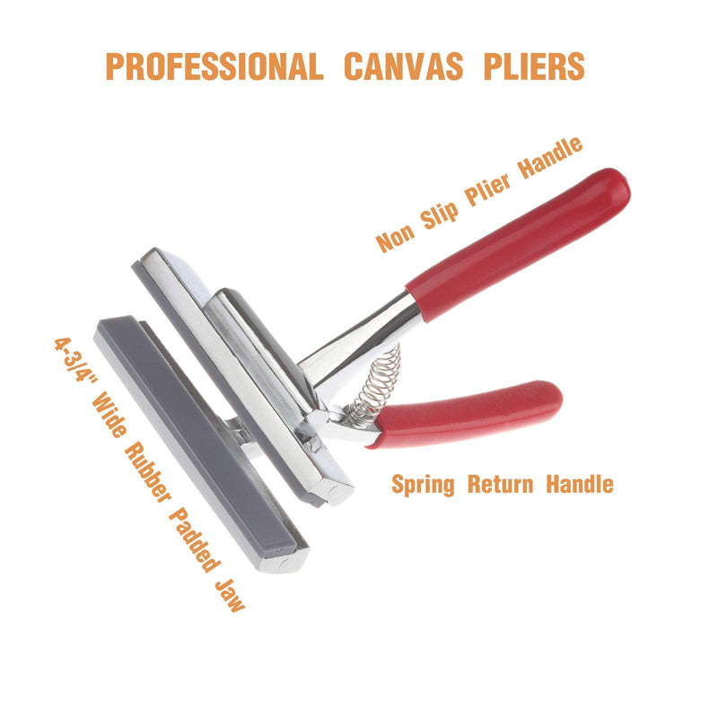 Timsec Canvas Stretcher Pliers, Upholstery Staple Remover and Tack Puller Tool Combo, Professional Canvas Pliers with Spring Return Handles, 4-3/4" Wide Grip, for Stretching Clamp Art Oil Painting - NewNest Australia