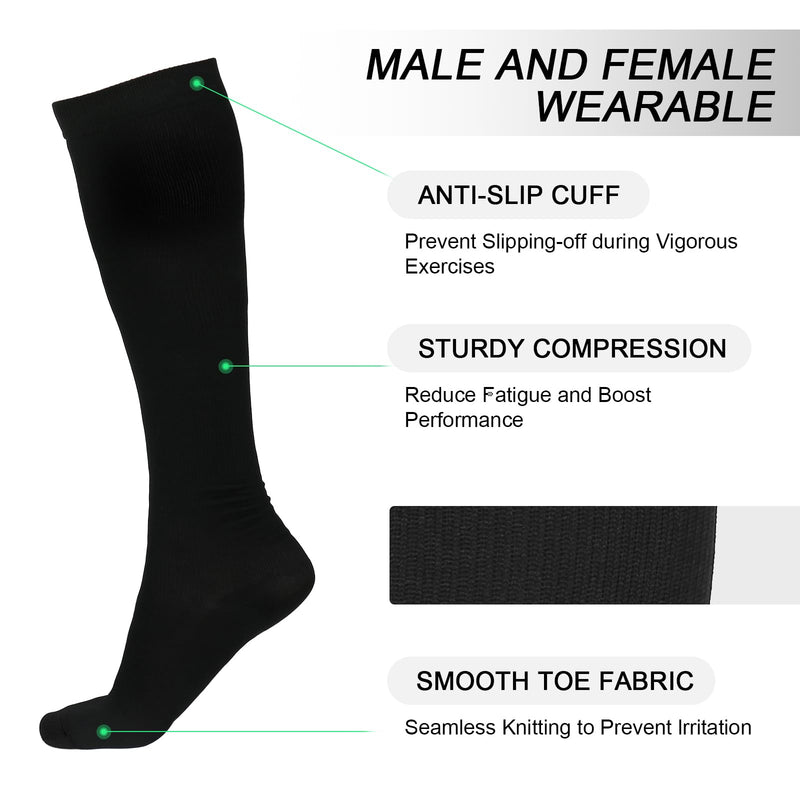 welsberg 1 pair of sports compression stockings size EU 40-45, support stockings for men and women, black compression socks with 15-25 mmHg for flights, running, tennis, travel - NewNest Australia