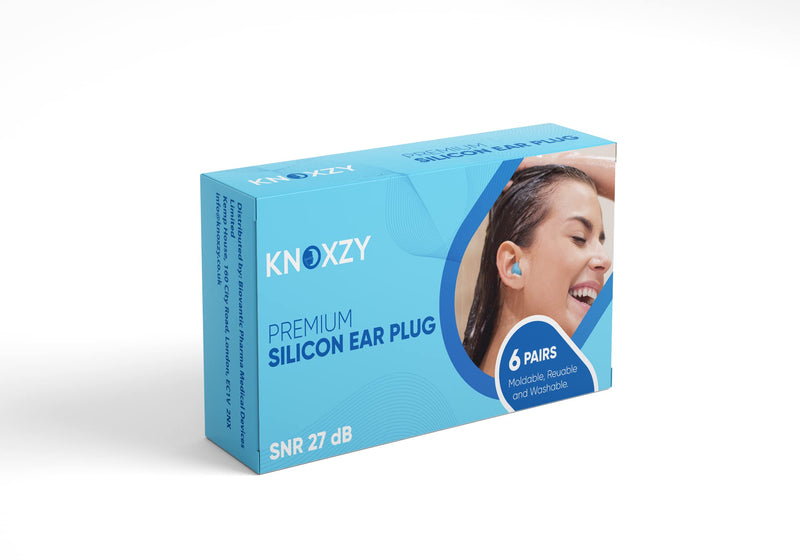 Knoxzy Silicone Ear Plugs for Sleeping Re-Usable Waterproof Noise Cancelling Premium Moldable Ear Plugs for Sleeping, Travelling, Studying Noise Reduction 6 Pair (Pack of 1) - NewNest Australia