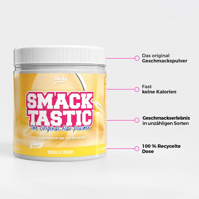 Rocka Nutrition flavor powder SMACKTASTIC | Vegan Flavor Powder with only 7 Kcal per serving & 100% taste | Versatile aroma powder | 250 g (Vanilla Cream) Vanilla Cream - NewNest Australia