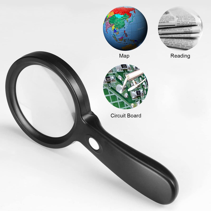 Magnifying Glass with Light, Kaome 10X Magnified Glass Dimmable LED Lighted Magnifying Glass for Reading, Handheld Magnifier for Exploring, Jewelry, Hobbies & Crafts Black - NewNest Australia