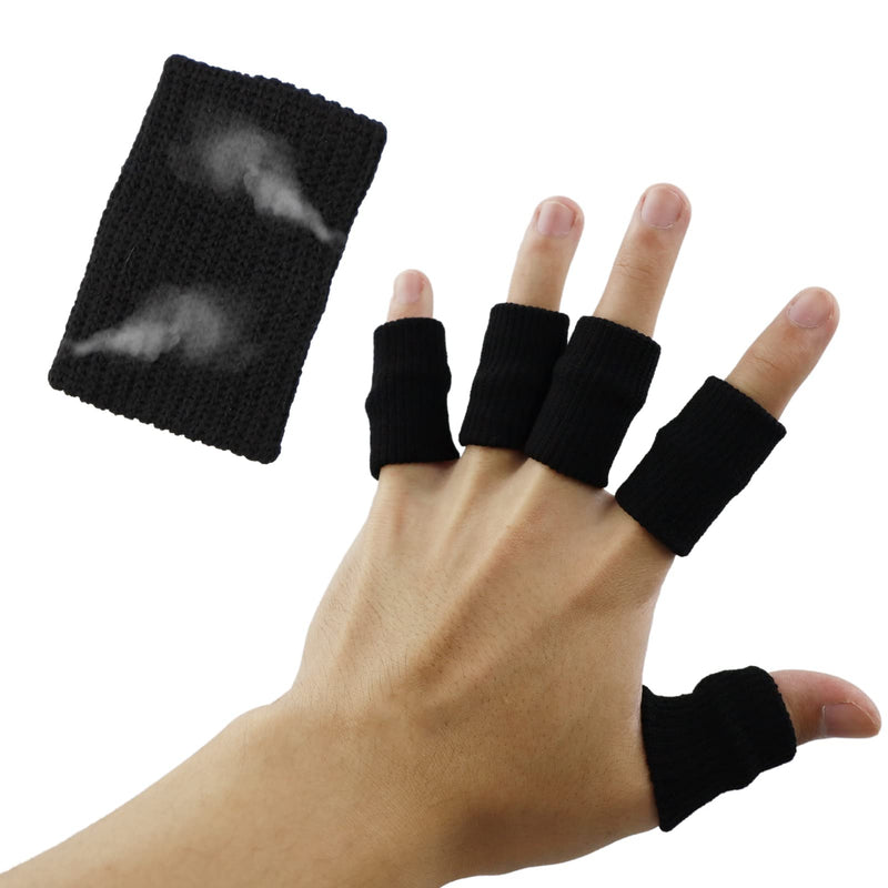 10 PCS Finger Sleeves, Thumb Splint Brace Elastic Finger Support Brace Protector Tape Breathable for Pain Relief Arthritis Trigger Basketball Baseball Compression Protector, Black - NewNest Australia