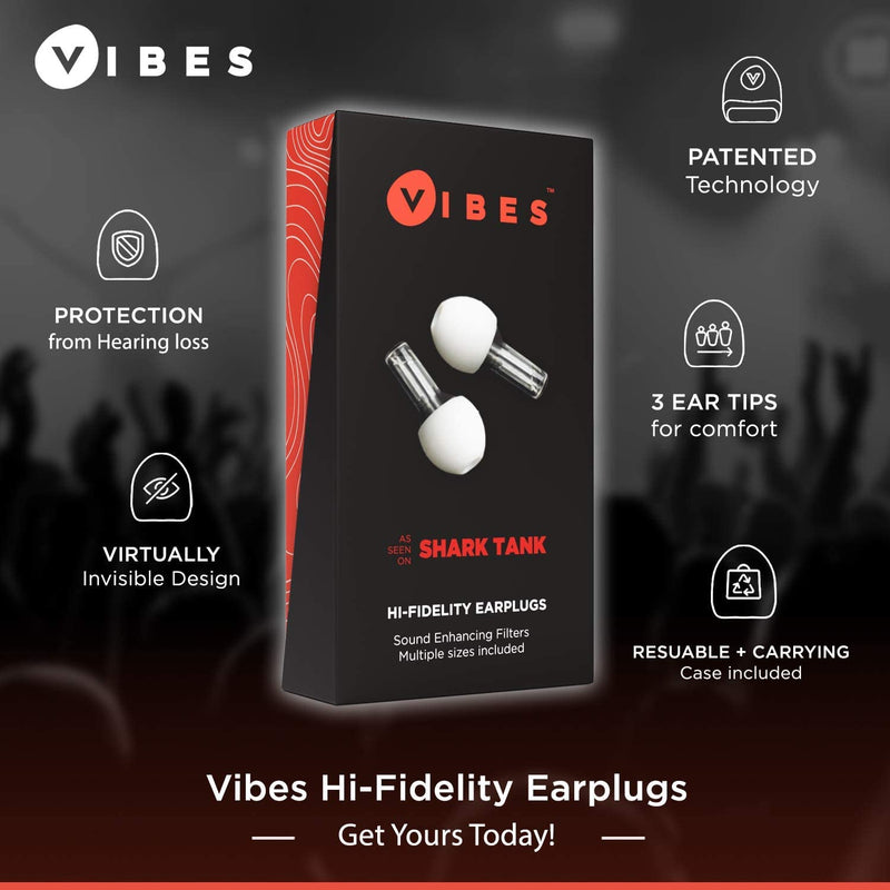 Vibes High-Fidelity Earplugs - Invisible Ear Plugs for Concerts, Musicians, Motorcycles, Airplanes, Raves, Work Noise Reduction, Hearing Protection - Fits Small Medium Large - As Seen On Shark Tank - NewNest Australia