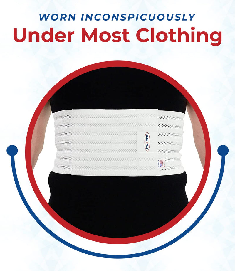 ITA-MED Breathable Elastic Rib Brace, Best Rib Belt for Men, Compression Rib Support Wrap/Binder for Broken, Cracked, Dislocated & Fractured Ribs, Made In USA, X-Large, White - NewNest Australia