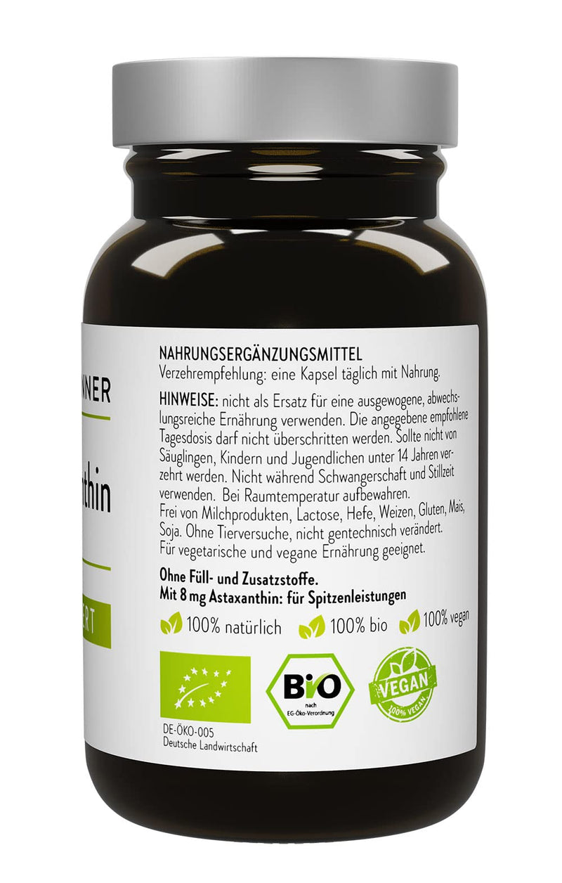 Dr. Heilbronner Organic Astaxanthin 8Mg Capsules High Dose In Glass Bottle I Antioxidants From The Vital Algae Haematococcus Pluvialis I Supplements Carotenoid Capsules Vegan Gluten Free & Lactose - NewNest Australia