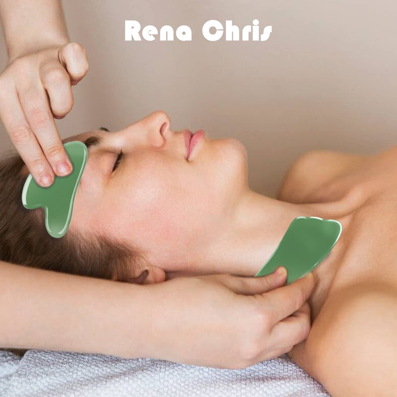 Guasha Massage Tool, 4 Pcs Gua Sha Facial Tool, Guasha Board for SPA Acupuncture Therapy Trigger Point Treatment, Gua Sha Scraping Massage Tool Green - NewNest Australia