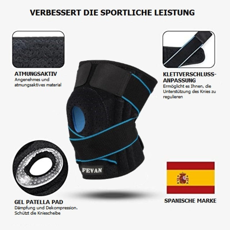 Fevan Knee Support With Side Stabilizers Made Of Neoprene With Silicone - Knee Support For Men And Women - Knee Support For Weight Training - Knee Support (Black/Blue) - NewNest Australia