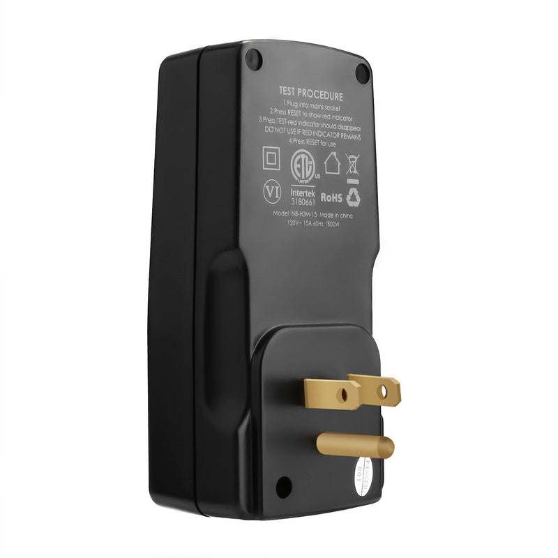 OAONAN GFCI Outlet Adapter Portable RCD Leakage Protector Receptacle 15Amp with One Outlet and Male Plug in Circuit Breaker to Protect Electric Safety Black - NewNest Australia