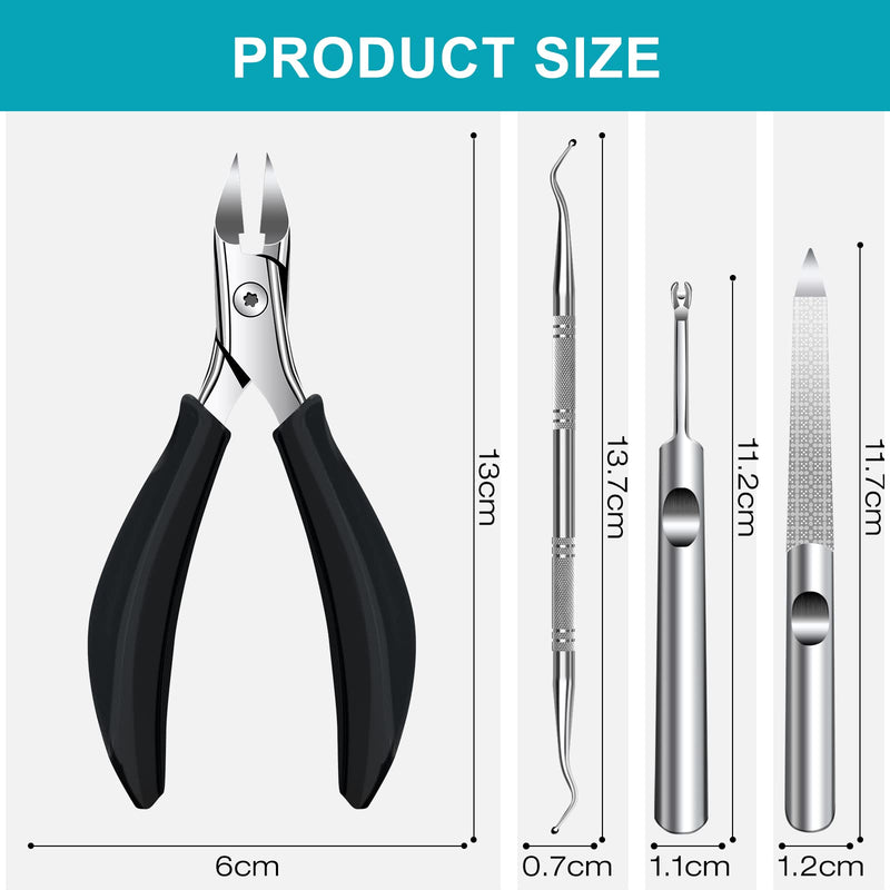 Toenail Clippers for Thick Nails, Toe Nail Clipper for Men Professional Ingrown Toenail Tool Cuticle Remover Nail Lift Nail Nippers for Chiropody with Easy Grip Handle -4pcs Set 4pc - NewNest Australia
