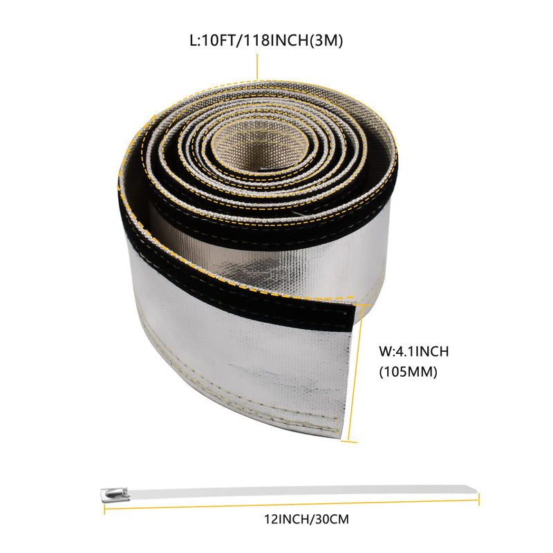 Heat Shroud Sleeve Aluminized Sleeving for Ultimate Heat Protection with Hook and Loop Closure,3/4" I.D. x 10FT,Heat Sheath Sleeve,with 20Pcs Stainless Steel Cable Metal Zip Ties - NewNest Australia