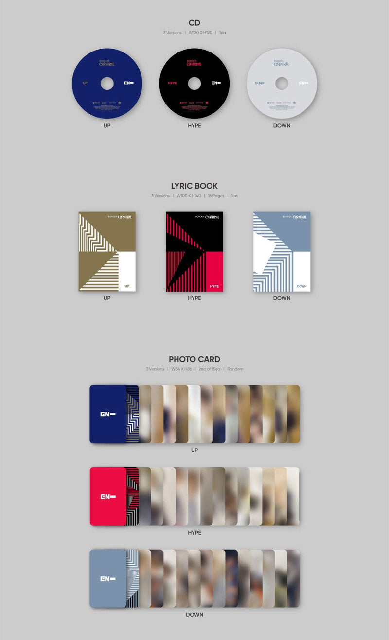 BIGHIT Ent. ENHYPEN - Border : Carnival (2nd Mini Album) Album+Extra Photocards Set (Down ver.) Down Ver. - NewNest Australia