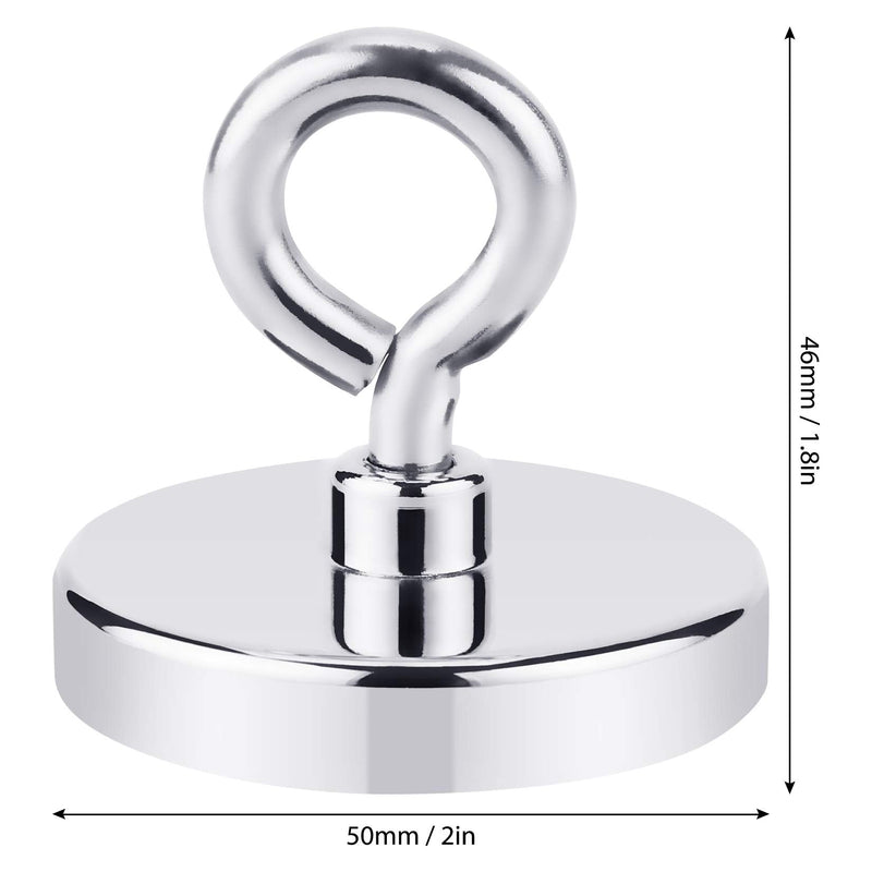FINDMAG Fishing Magnets 300 LBS Pulling Force 2 inch Neodymium Rare Earth Magnet with Lifting Eye-Bolt, Super Strong Round Magnet for Retrieving Items in Lake, Beach, Lawn and New House. 2.00 inches（50mm） - NewNest Australia