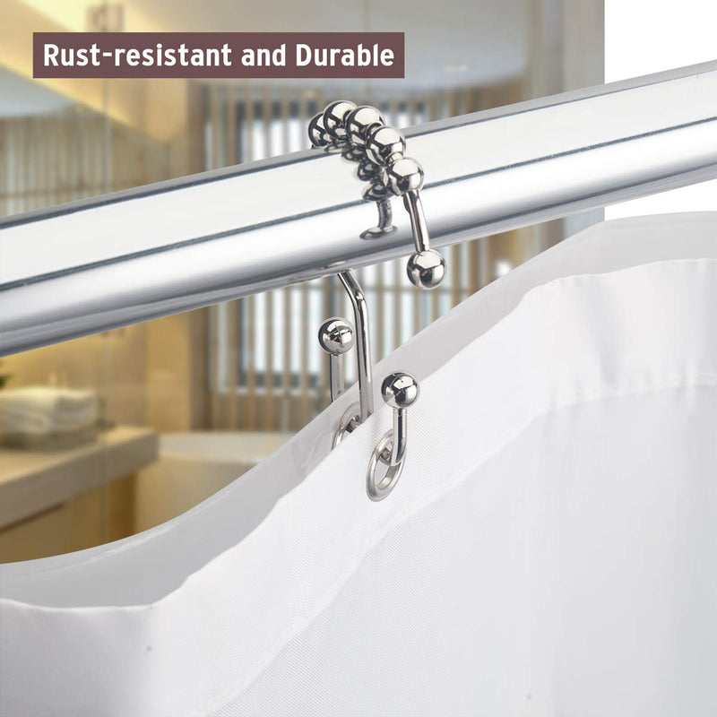 DadyMart Shower Curtain Hooks Rust Resistant Shower Curtain Rings Metal Double Glide Rollers Shower Hooks for Bathroom Shower Curtain Rods Curtains, Set of 12, Nickel Style 2 - NewNest Australia