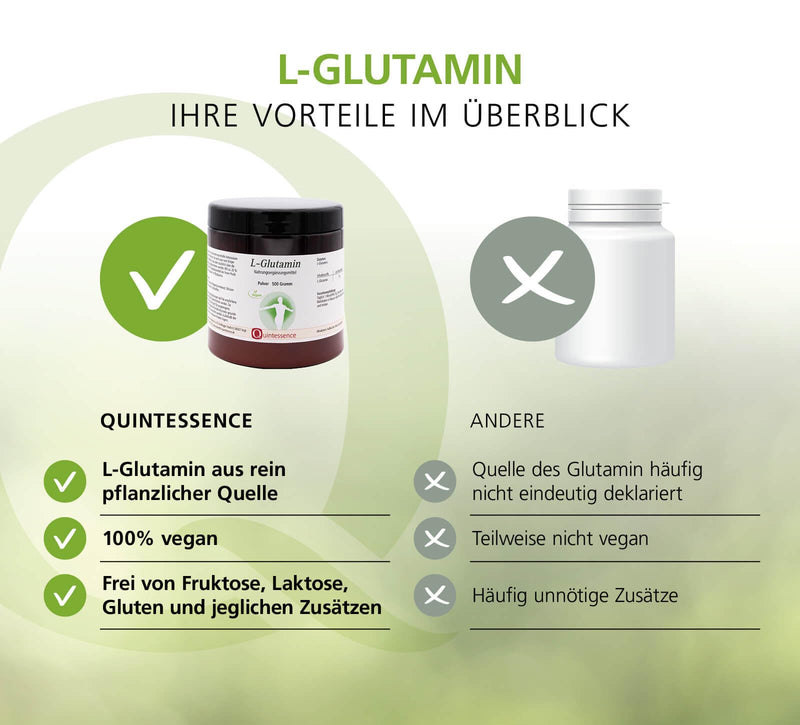 L-Glutamine 500 G Powder From Quintessence, Derived From Pure Plant Source With Fermentation, 100% Pure Substance Quality, Vegan And Without Additives, High Bioavailability, Made In Austria - NewNest Australia
