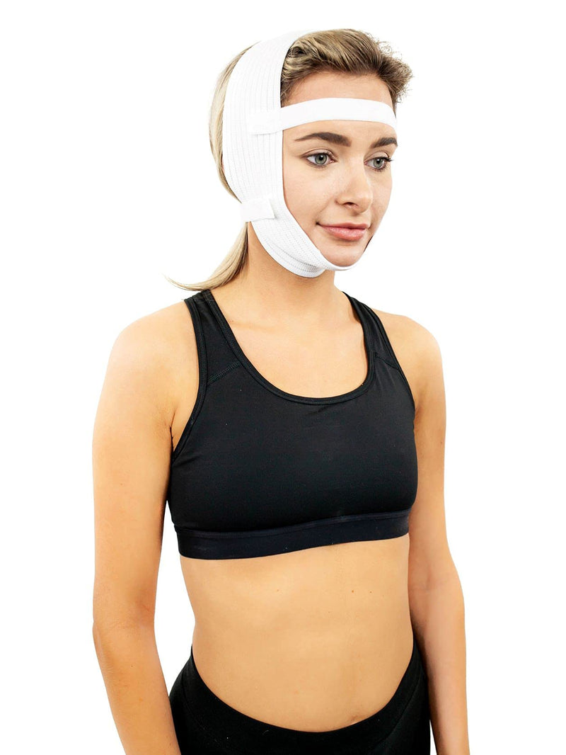 Compression Face Mask, Post Surgery Chin Compression Garment – Medical Head Wrap for Neck Lift Kit, Facial Surgery, Face Lift Kit, Chin Lift, Oral Maxilliofacial Surgery, TMJ Lockjaw and More (S20) - NewNest Australia