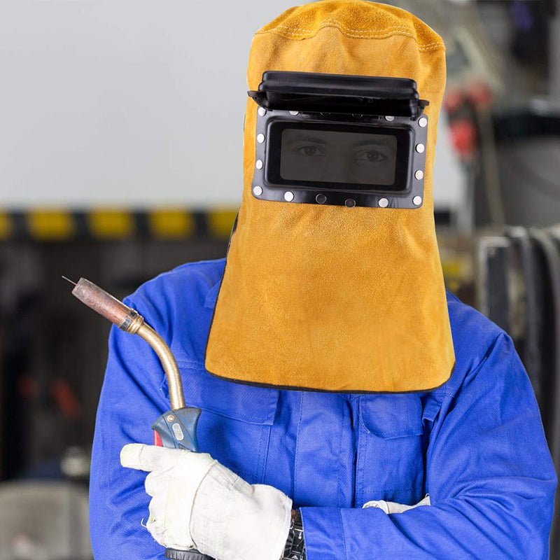 Comfortable Leather Welder Welding Mask Work Cap Hood Helmet Clamshell Welder Helmet Durable Good Quality Heat Resistant Breathable Welding Helmet Protection Mask with Lens - NewNest Australia
