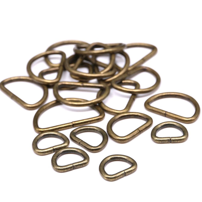 Swpeet 100 Pcs Bronze Assorted Multi-Purpose Metal D Ring Semi-Circular D Ring for Hardware Bags Ring Hand DIY Accessories - 1/2 Inch, 5/8 Inch, 3/4 Inch, 1 Inch, 5/4 Inch - NewNest Australia