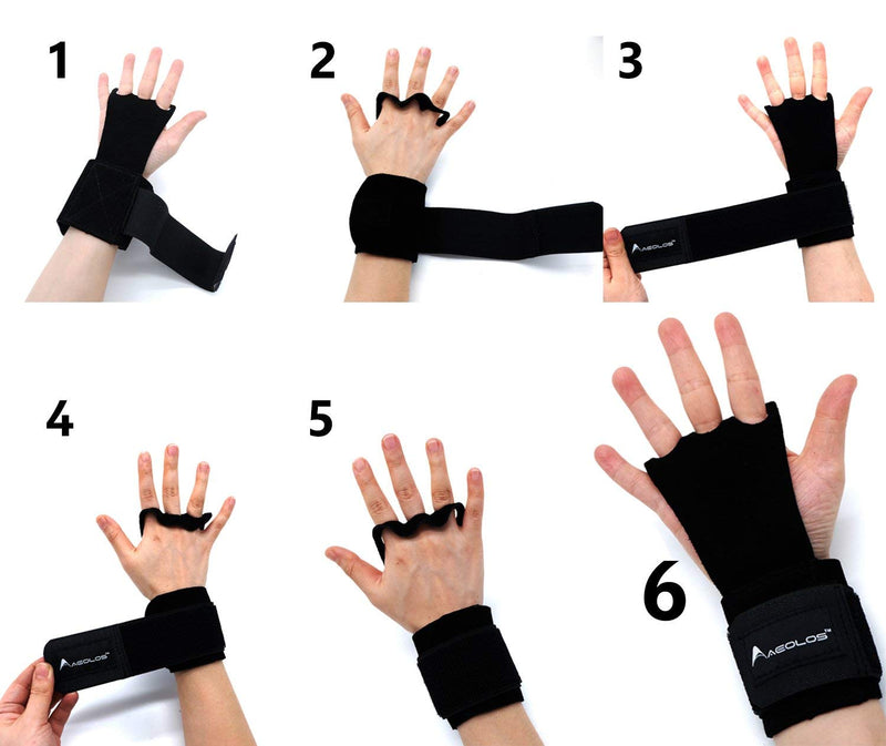 AEOLOS Leather Gymnastics Hand Grips-Great for Gymnastics,Pull up,Weight Lifting,Kettlebells and Cross Training 3#Black(2 layers leather) Medium - NewNest Australia