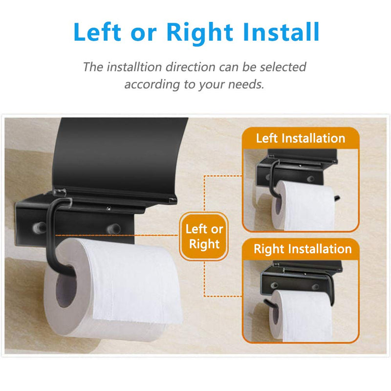 Matte Black Toilet Paper Holder Wall Mounted with Phone Shelf, Universal Modern Toilet Tissue Holder fit Mega Roll Toilet Paper, Cat Proof Toilet Paper Holder Bathroom Metal Aluminum Covered TP Holder - NewNest Australia