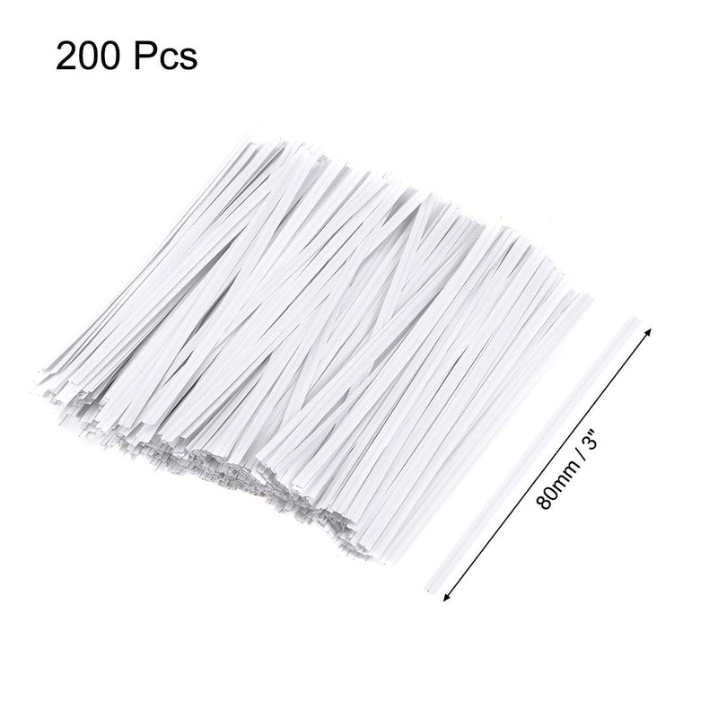 uxcell Long Strong Paper Twist Ties 3.15 Inches Quality Tie for Tying Gift Bags Art Craft Ties Manage Cords White 200pcs - NewNest Australia