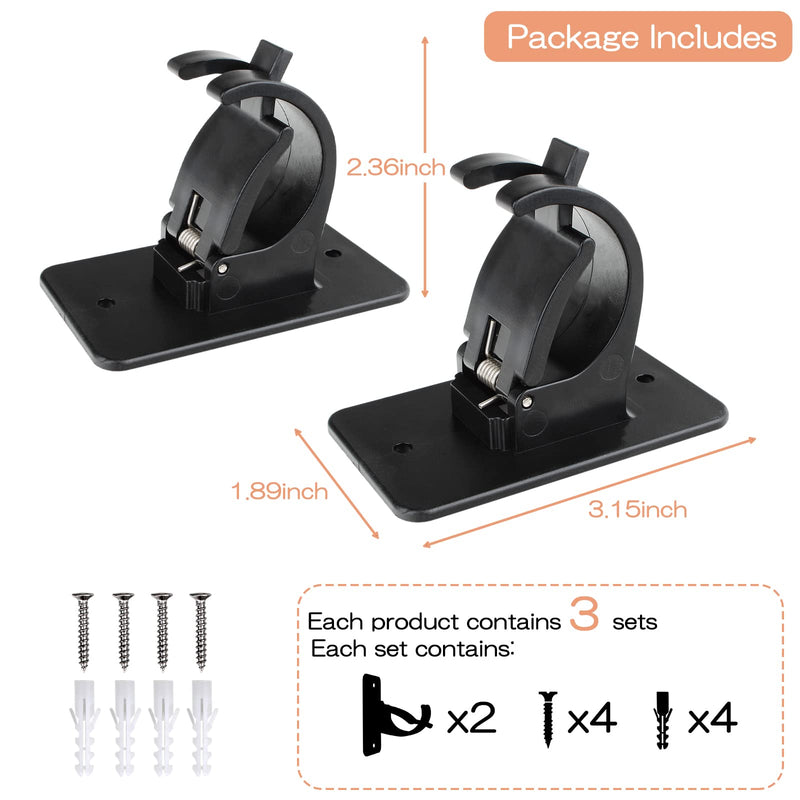 CIEMGNZOC 6 PCS Curtain Rod Bracket Holder, Universal Self Adhesive Wall Mount fits Support Curtain 0.6'' to 1.5'' Curtain Rod, Curtain Rod Hooks for Bathroom Kitchen(Curtain Rod Not Included)(Black) 6 Pcs Black - NewNest Australia