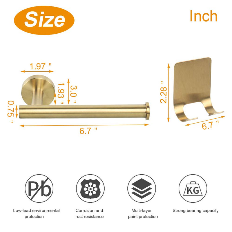 TocTen Toilet Paper Holder-Toilet Paper Roll Holder Wall Mounted for Bathroom with 2 Razor Holders, Thicken Stainless Steel Drilling Tissue Paper Dispenser for Toilet, Kitchen Office (Brushed Gold) Brushed Gold - NewNest Australia