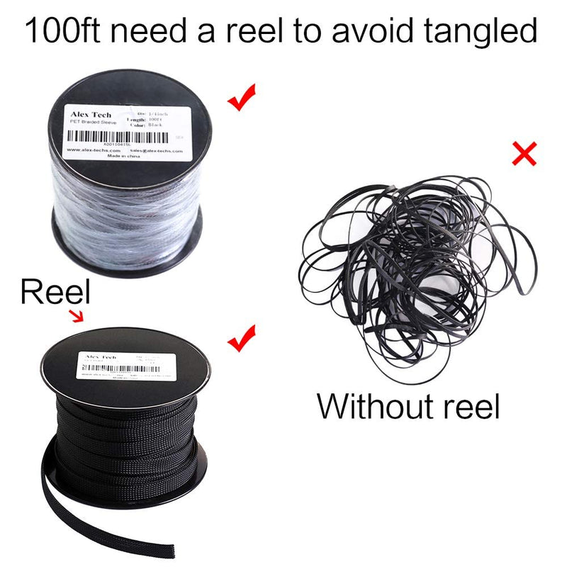 100ft - 1/4 inch PET Expandable Braided Sleeving – Black – Alex Tech braided cable sleeve 1/4"-100ft - NewNest Australia