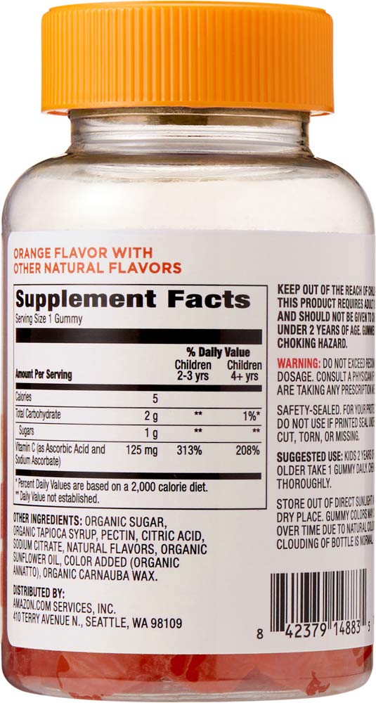Amazon Brand - Mama Bear Vegan Kids Vitamin C, 60 Gummies, Immune Health, 125 mg Vitamin C per gummy - NewNest Australia