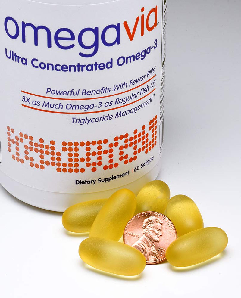 OmegaVia Ultra Concentrated Omega 3 Fish Oil, 60 Burpless Pills, High Potency – 1105 mg Omega 3 per Pill, 3X More Omegas Than Regular Fish Oil Supplements, Triglyceride Form, High EPA w/ DHA & DPA - NewNest Australia