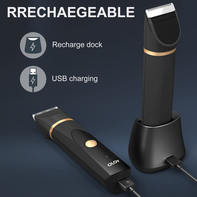 OLOV intimate razor man electric razor body razor men with nose hair trimmer, USB charging station, ceramic blade, waterproof body hair trimmer for armpits, groin, back, chest, legs - NewNest Australia