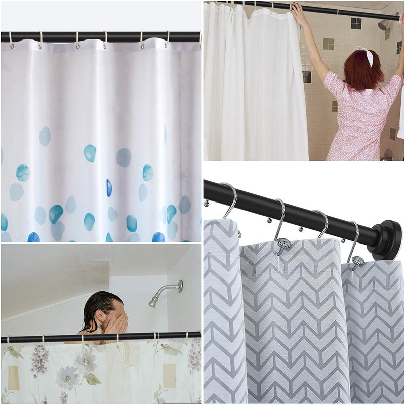 TEECK Shower Curtain Rod, 26-39 Inch Adjustable Tension Spring, Shower Rod, Premium Stainless Steel, Anti-Slip, No Drilling, No Rust, Never Collapse, for Bathroom, Black, Easy to use 26-39 Inches - NewNest Australia