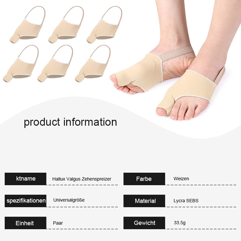 Eurtes Pack of 6 Hallux Valgus Toe Separators with Bunion Protection, Correction Bandage Socks Bunion Corrector with Anti-Slip Belt and Gel Pads for Valgus Bunion (Pack of 6) - NewNest Australia