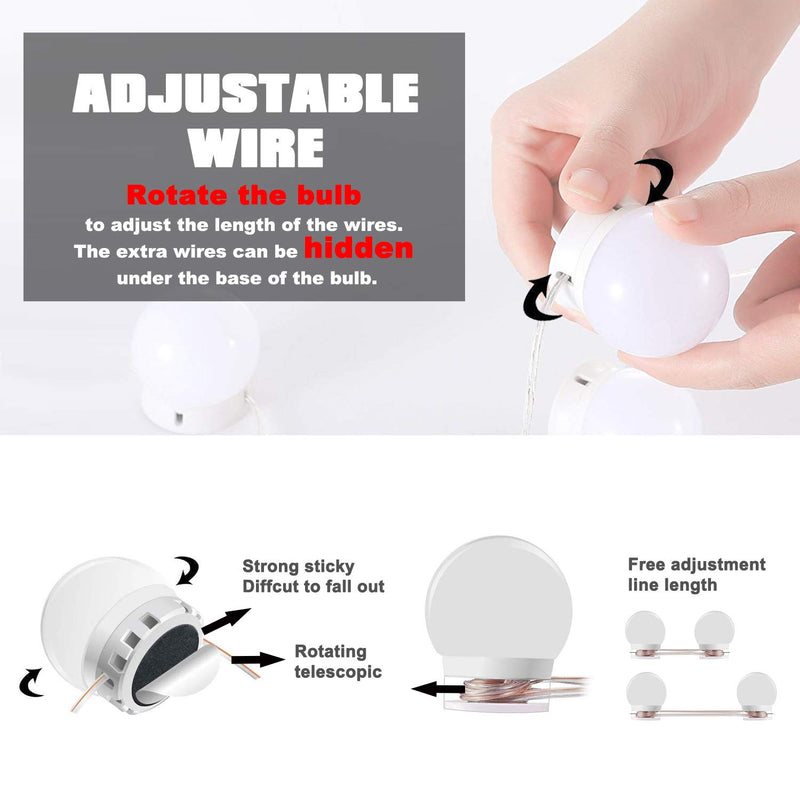 Pretmess Hollywood Style Vanity Mirror Lights Kit, Adjustable Color and Brightness with 14 LED Light Bulbs, Lighting Fixture Strip for Makeup Vanity Table Set in Dressing Room (Mirror Not Include) 14 Lights - NewNest Australia