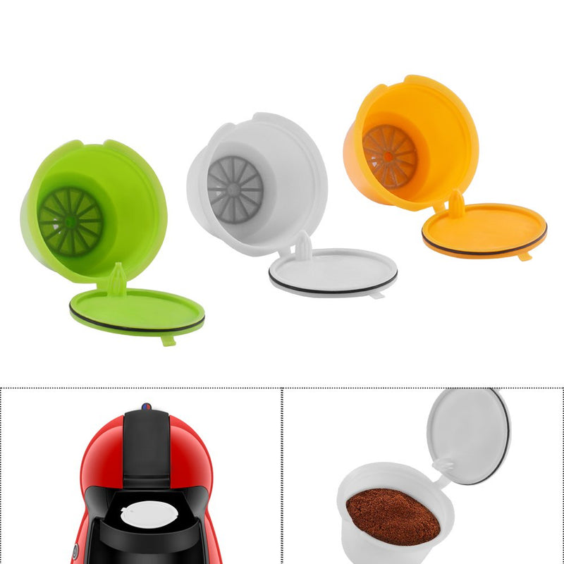 FreeLeben Refillable Coffee Capsules Pods, 3Pcs Reusable Universal Dolce Gusto Machine Coffee Filter BPA Free, with Spoon and Brush - NewNest Australia