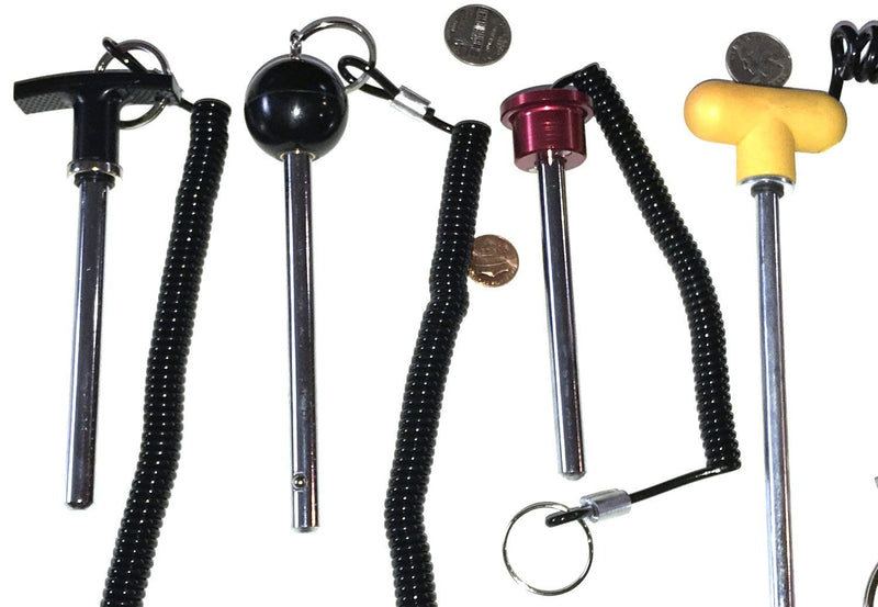 Pin, Tensile - MAGNETIC Universal Weight Stack Replacement SELECTOR KEY - 3/8" Dia | 4" to 4 1/2" Locking Space | DETENT Hitch PINS - RED Anodized Al. Knob w/ reinforced steel wire Laynard - NewNest Australia