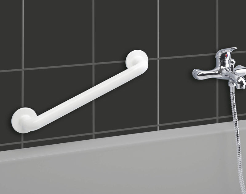 Wenko Secura Wall Grab Rail 43 Cm Long For Secure Hold In The Bathroom Such As Shower, Bathtub And Toilet, Sturdy Grab Bar For Drilling, Made Of Sturdy Plastic, 43 X 7 X 8 Cm, White - NewNest Australia