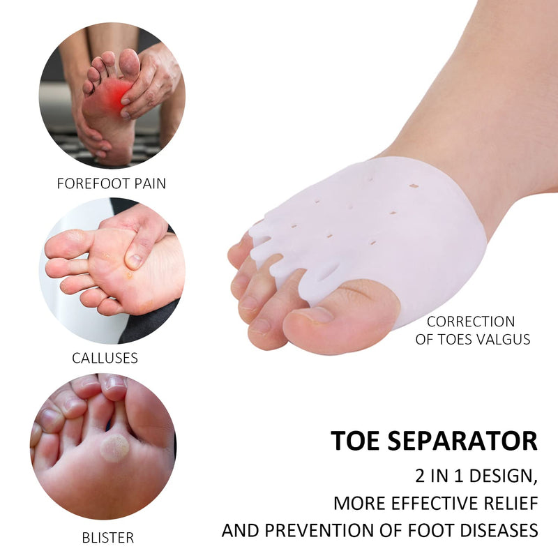 2 Pairs of Metatarsal Pads, Shock Absorbing Silicone Pads, Five-Hole Split Toe Forefoot Pads, Unisex Breathable Foot Pads, Relieve Bunion, Metatarsal Pain, Mortons Neuroma, Forefoot Pain - NewNest Australia