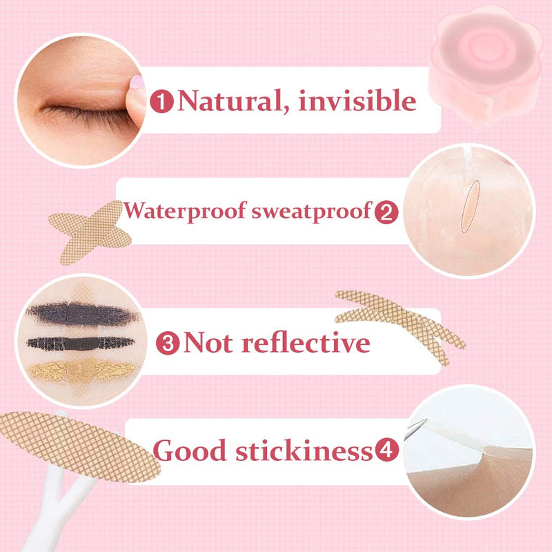 1200 Pcs Eyelid Tape, Invisible Double Eyelid Lift Strips Instant Eyelid Stickers, Self-Adhesive Eye Tapes Fiber for Hooded Droopy Uneven Mono-eyelids, Big Eye Tools with Fork Rods & Tweezers - NewNest Australia
