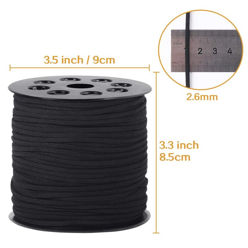 Tenn Well 2.6mm Suede Cord, 100 Yards Flat Faux Leather Lace Cord for Necklaces, Bracelets, Jewelry Making, Beading and DIY Crafts (Black) Black 2.6mm x 100 yards - NewNest Australia