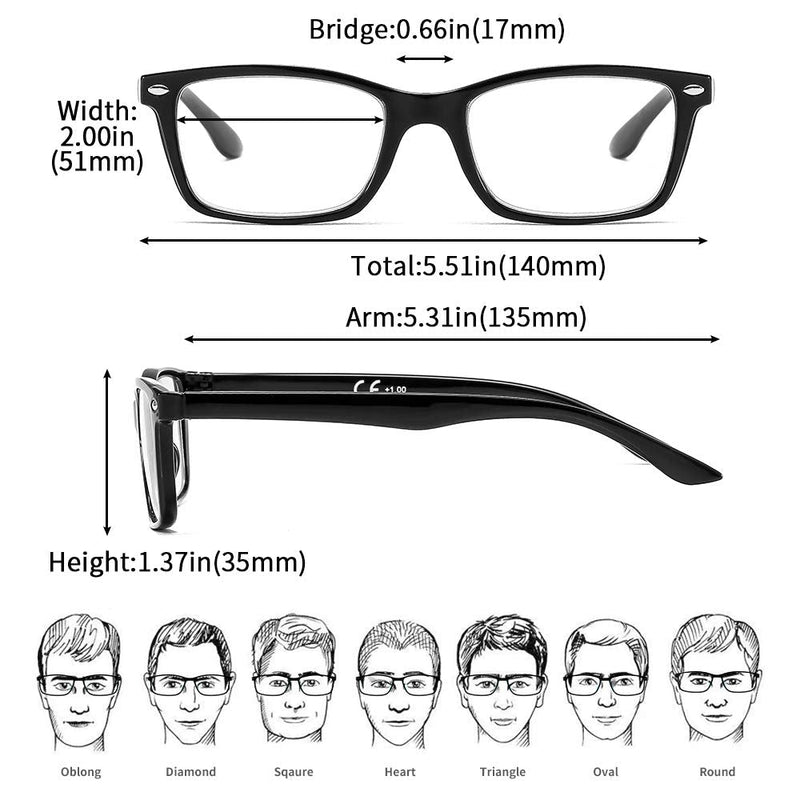 Suertree Spring Hinge (3 Pack) Reading Glasses Visual Aid Eye Optics Glasses Reading Aid for Women Men from 2.0X BM151 2.0x Diopters 3pc Bm151 - NewNest Australia