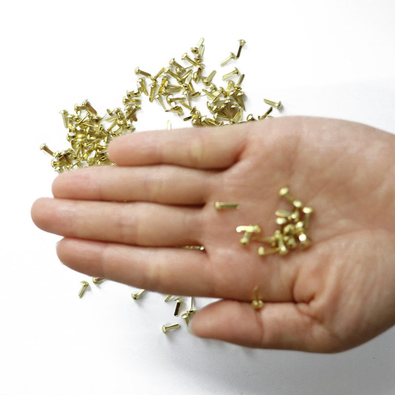 LGEGE 200 Pcs Gold Tone Color Mini Metal Round Brads Craft DIY Paper Fasteners Scrapbooking Decoration Embellishment - NewNest Australia