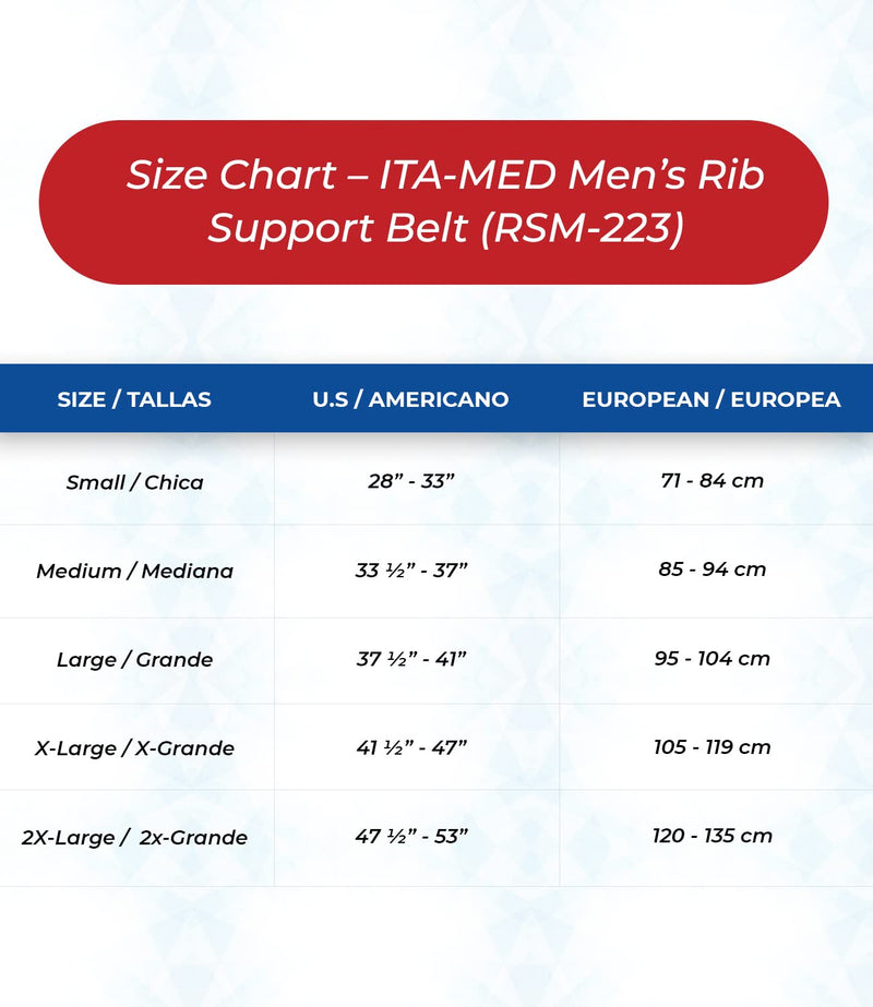 ITA-MED Breathable Elastic Rib Brace, Best Rib Belt for Men, Compression Rib Support Wrap/Binder for Broken, Cracked, Dislocated & Fractured Ribs, Made In USA, X-Large, White - NewNest Australia