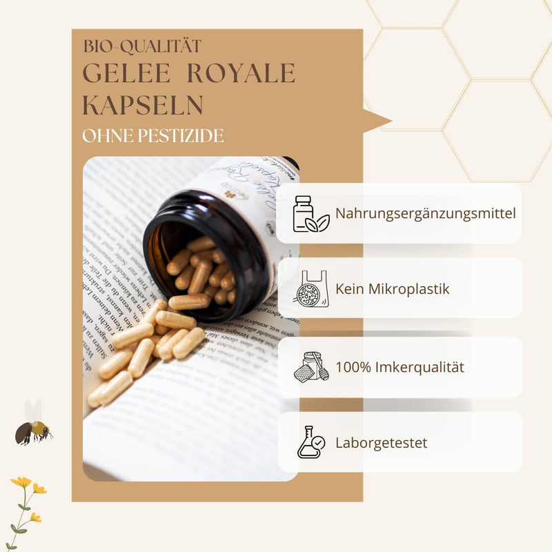 Bedrop Royal Jelly Capsules Organic Quality 60 Capsules - 1 Capsule = 980 Mg Pure Royal Jelly, 10-Hda Content <4.8% - Royal Jelly Rich In Polyphenols & Flavonoids - NewNest Australia