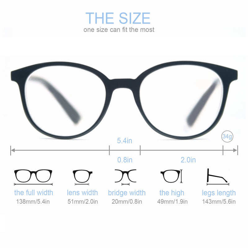 MODFANS (4 pack) reading glasses 1.5 round men women, good glasses, high quality, fashion, comfortable, great reading aid, for women +1.50 4 mixed colors - NewNest Australia